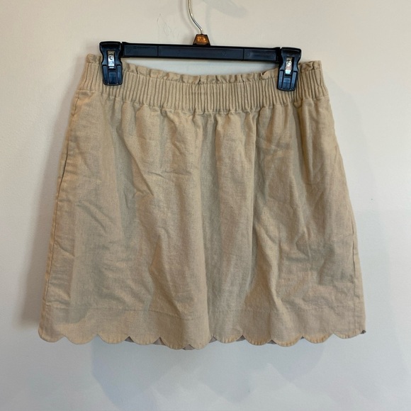 J. Crew Womens Skirt Size 8 Scalloped Hem Linen Blend Classic Flirty Modern - Picture 1 of 7